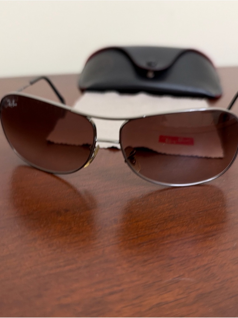 Ray-Ban RB3267 Aviator Sunglasses Silver Metal Frame Gradient Glass lense Case